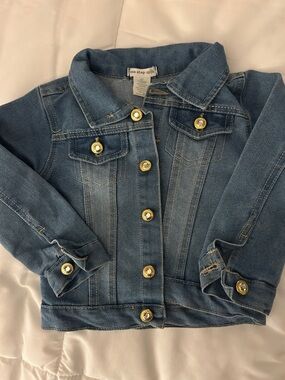 One Step Ahead Blue Denim Jacket with Gold-Tone Buttons